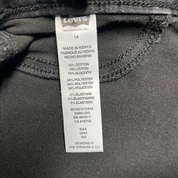 Levi's Pull On Jegging Jeans Girls Size 14 Black Adjustable Waist - Picture 3 of 9